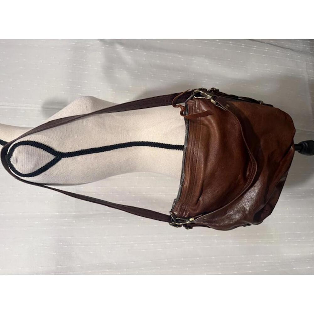 VTG GENUINE LEATHER ROUGH AND TUMBLE NATASHA DURHAM SHOULDER BAG BROWN CHEETAH